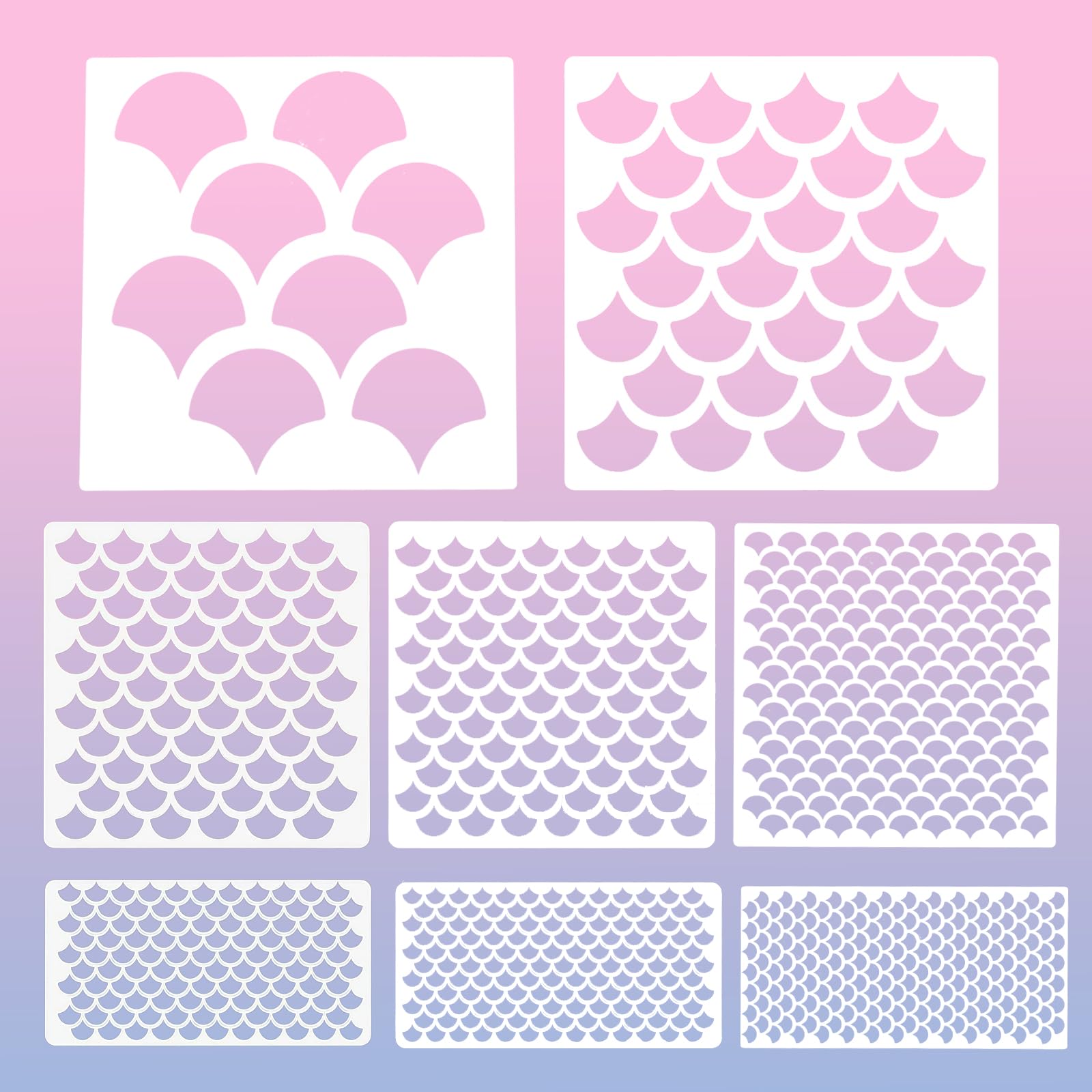 QIUWORE 6Pcs Face Paint Stencils, Mermaid Stencils for Painting, Fish Scale Stencils, Stencils for Crafts Reusable, Suitable for Holiday Parties Halloween Makeup Body Art Painting