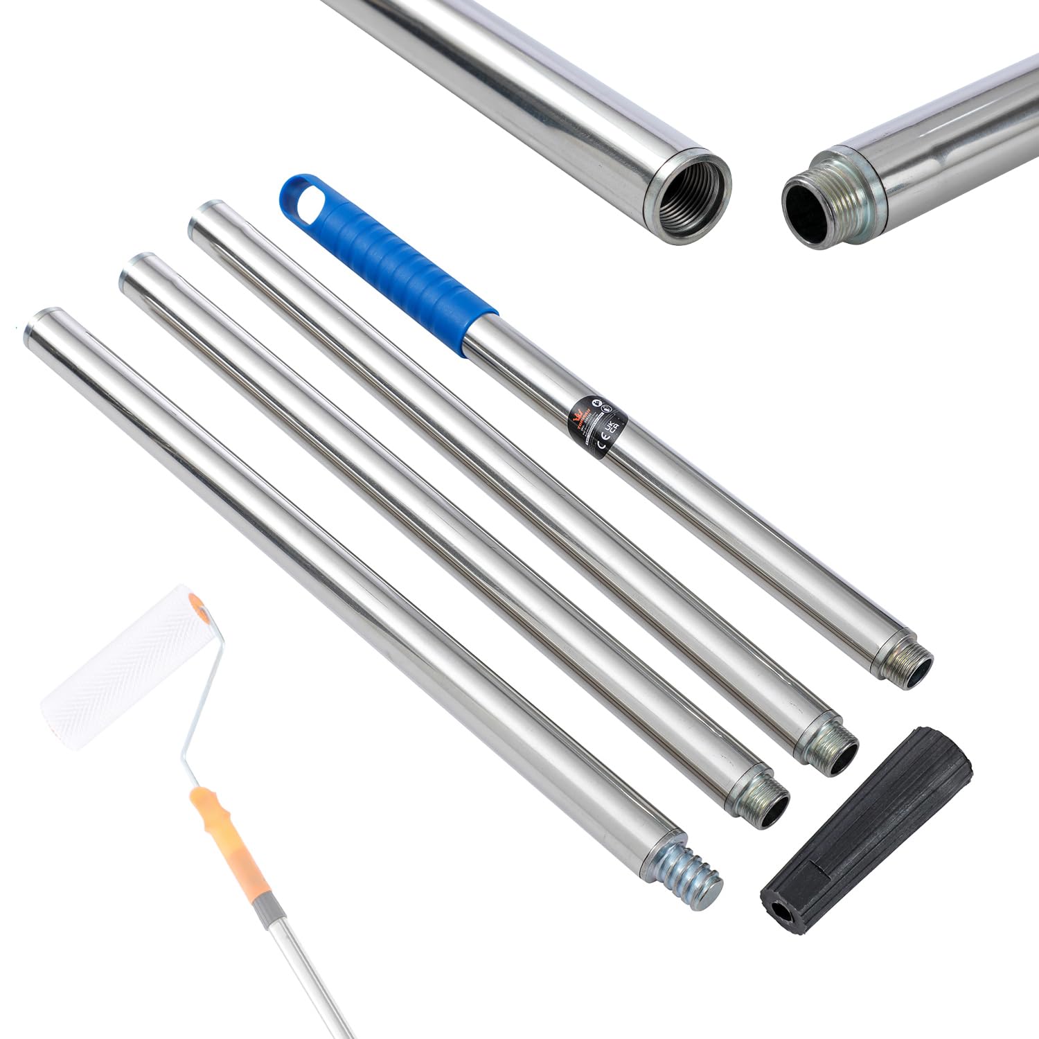 Rallonge de rouleau de peinture 1,6 m segmentée en acier inoxydable
