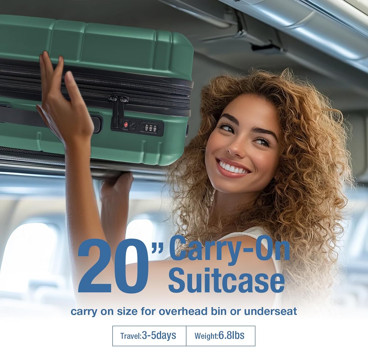 KYME Carry On Luggage 22x14x9 Airline Approved,Hardshell Carry On Suitcase with Tsa Lock,Small Suitcases with Wheels,Travel Luggage for Men Women,Expandable Carry-On 20 Inch,Green - Image 3