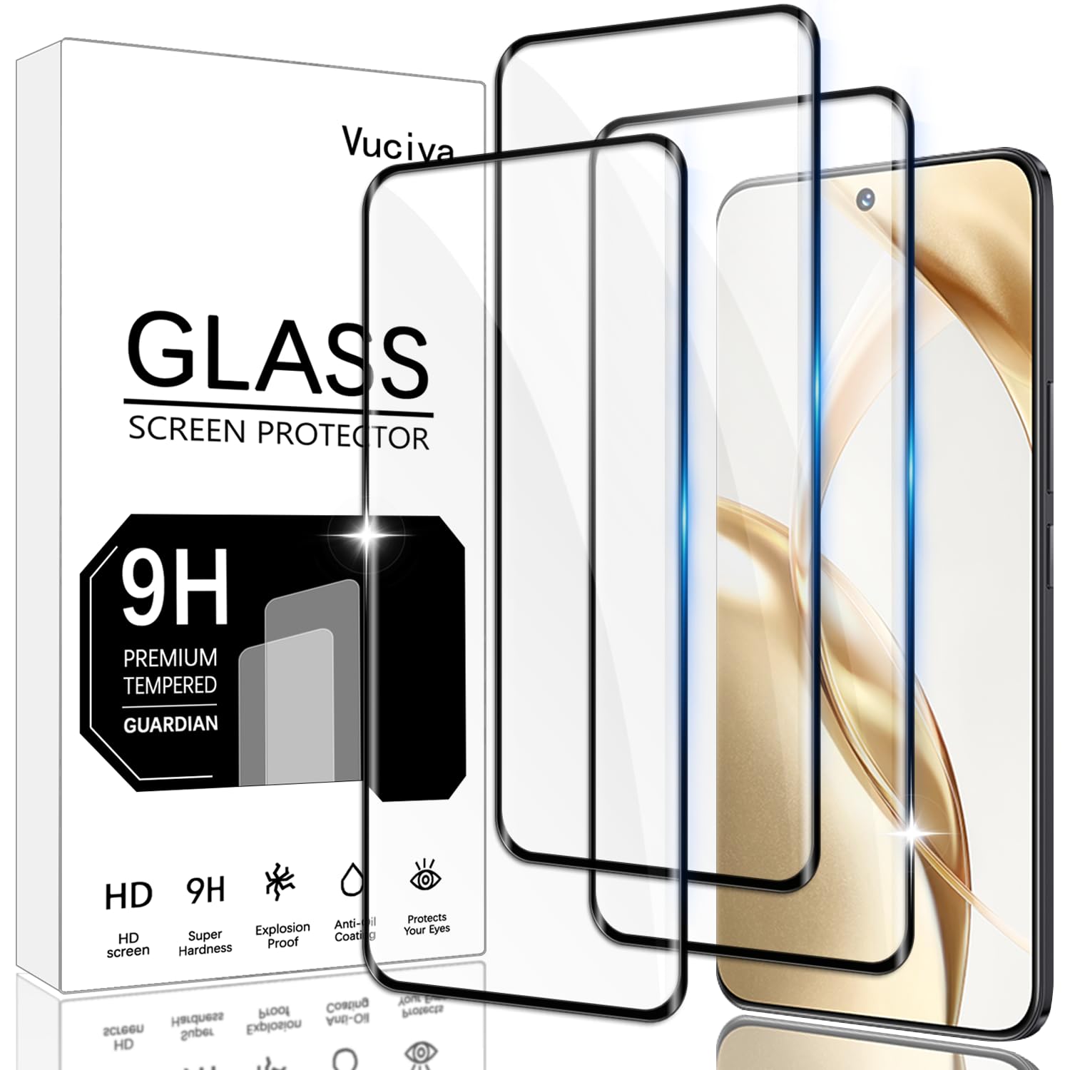 Vuciya 3 Pack Screen Protector Compatible with Honor 200 Tempered Glass,9H Hardness Protection Film HD Clear Anti-Scratch,for Honor 200