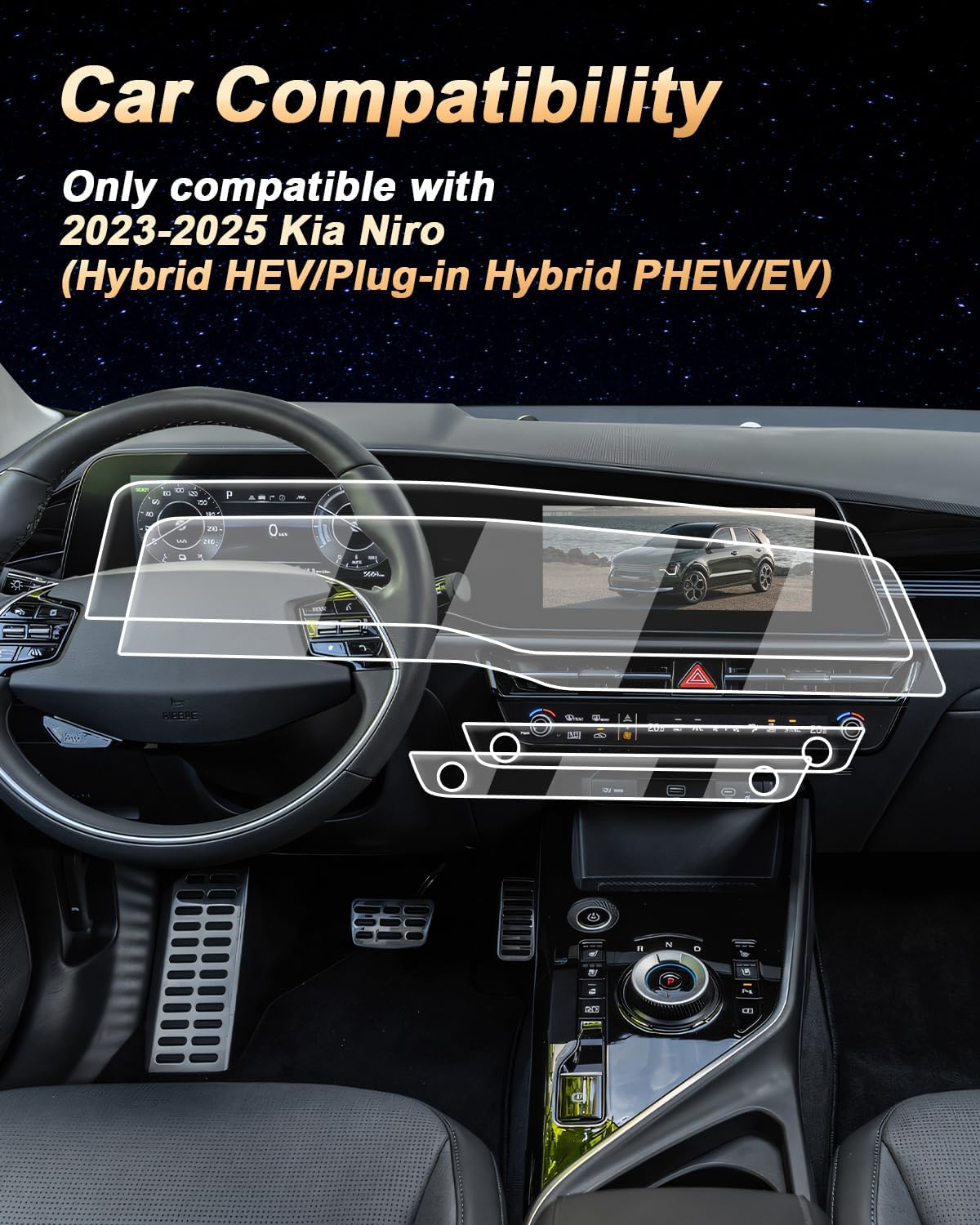 2025 Kia Niro Screen Protector - For 2023-2025 Kia Niro SG2 10.2-Inch Infotainment+Climate Control Screen - 4 Pcs Nano Film For 2023-2025 Kia Niro/Plug-in Hybrid PHEV/EV Accessories Easy to Install