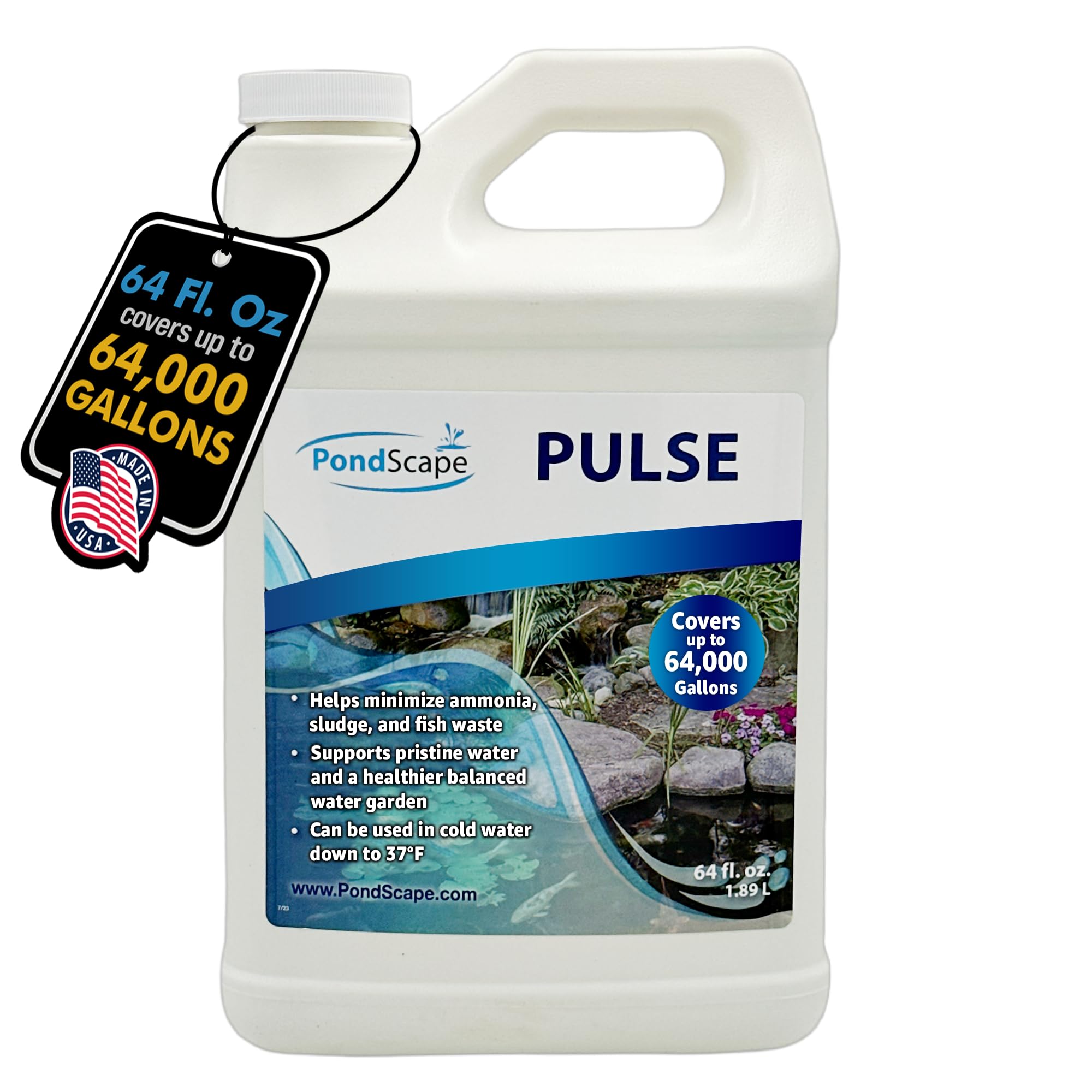 PondScape Pulse Supercharged Liquid Formula – Enhances Water Quality, Reduces Excess Nutrients, and Clears Pond Debris – Ideal for Koi Ponds & Water