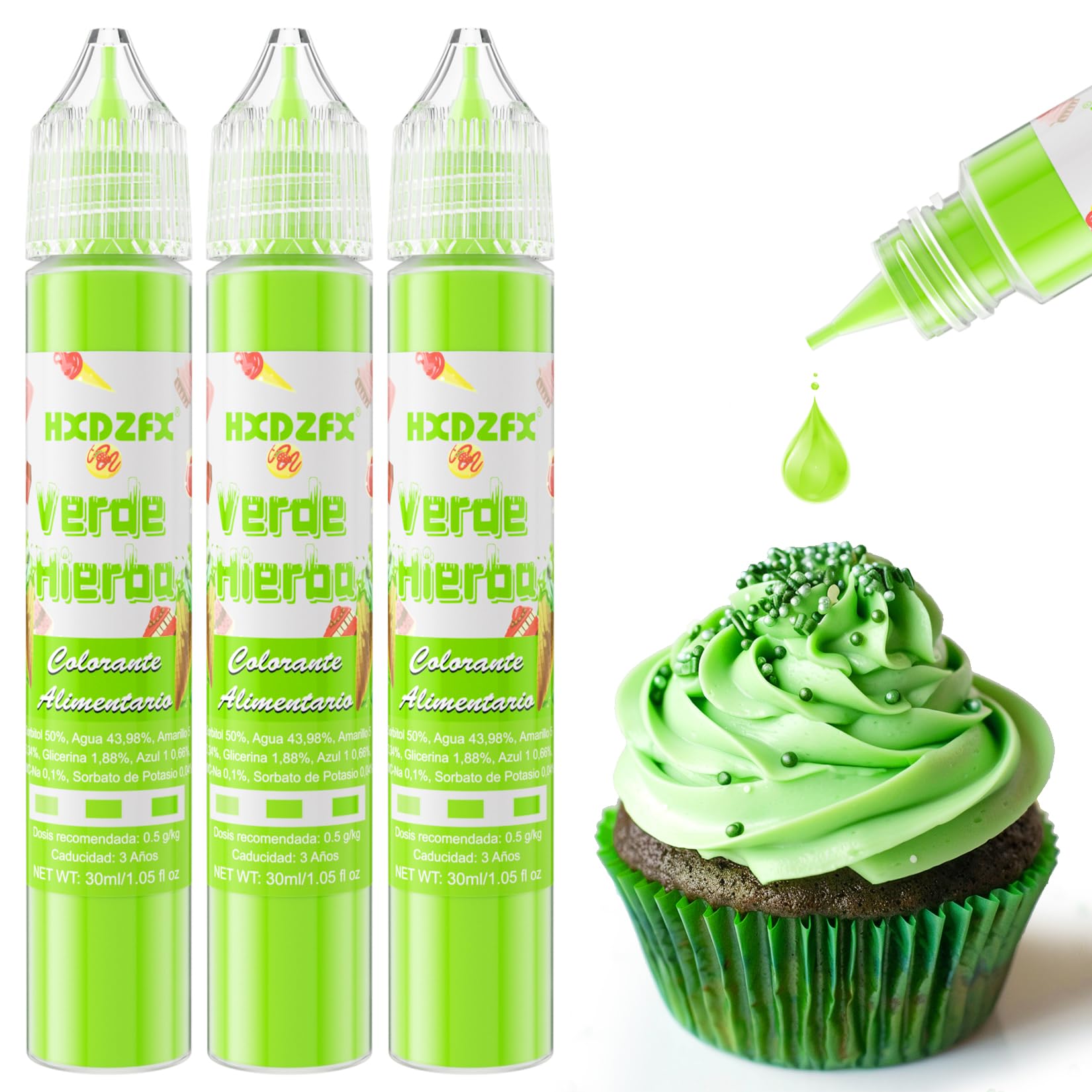 Colorante Alimentario Rojo - 30ml×3 Botellas Colorante Alimentario Alta Concentración Liquid Set para Repostería, Decoración de Tartas, Caramelos, Bebidas, Macarons — view 9