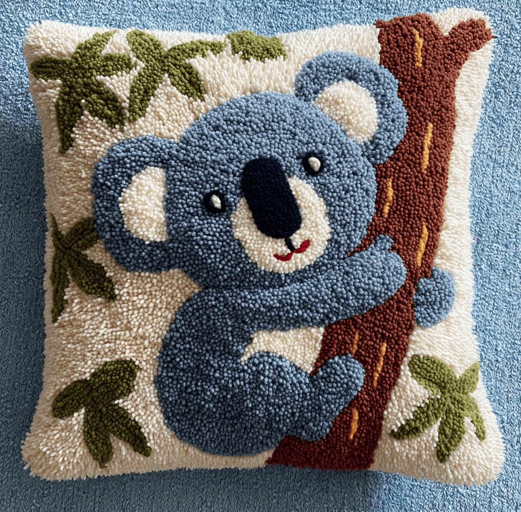 Kitquiver Decor Latch Hook Cushion Kit,Koala DIY Pillow Cover 43X43Cm
