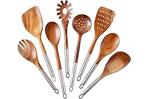 Vintage Kitchen Utensils Decor: NAYAHOSE 8-Piece Wooden Cooking Utensil Set