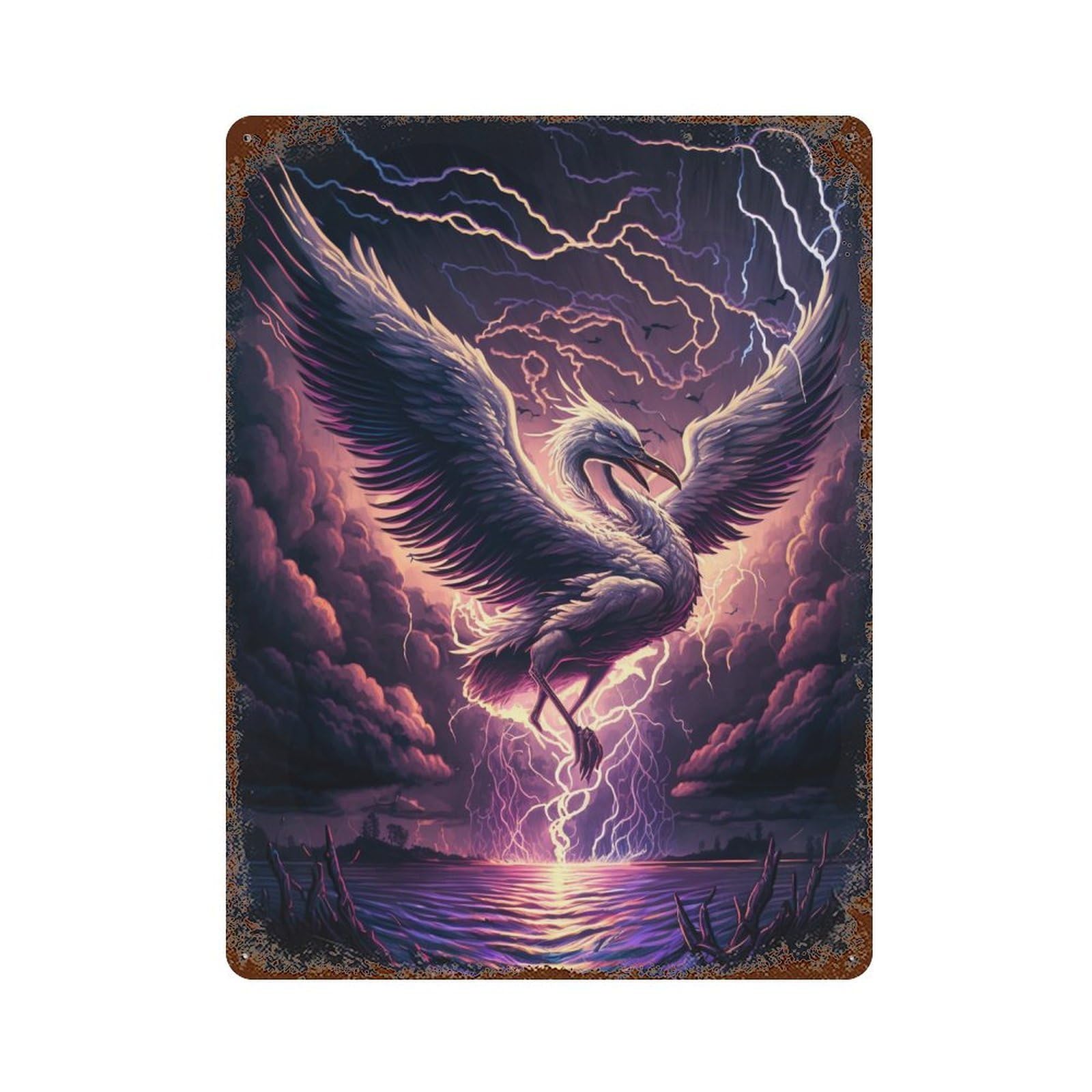 Thundering Bird of Storms Vintage Metal Tin Sign 15.7"x11.8", Decorative Metal Wall Art for Garage, Pub Or Kitchen