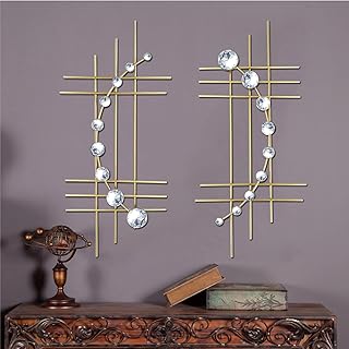 ZEXUIRU 2 Pcs. Abstract Metal Art for Wall Decor Living Room Bedroom Bathroom Office Metal Bling Modern Geometric Hanging ...