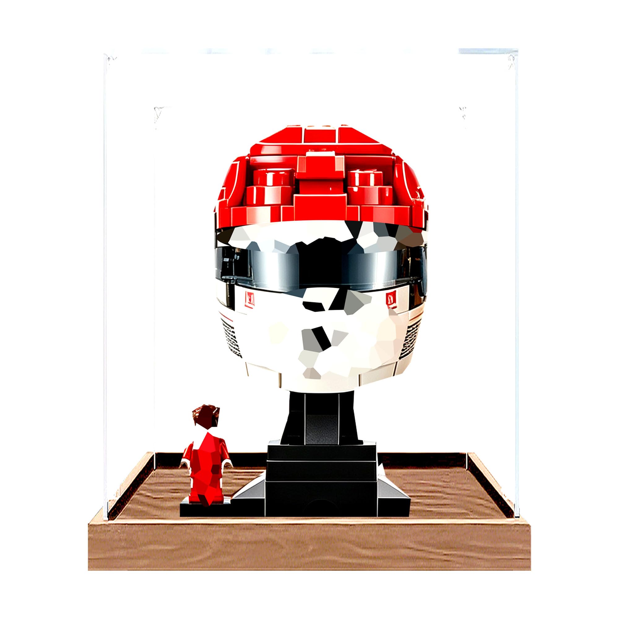 Ddxmml Wood 2Mm Dustproof Display Case Compatible With Le-Go 43014 Helmet Sets (Wood 2Mm)