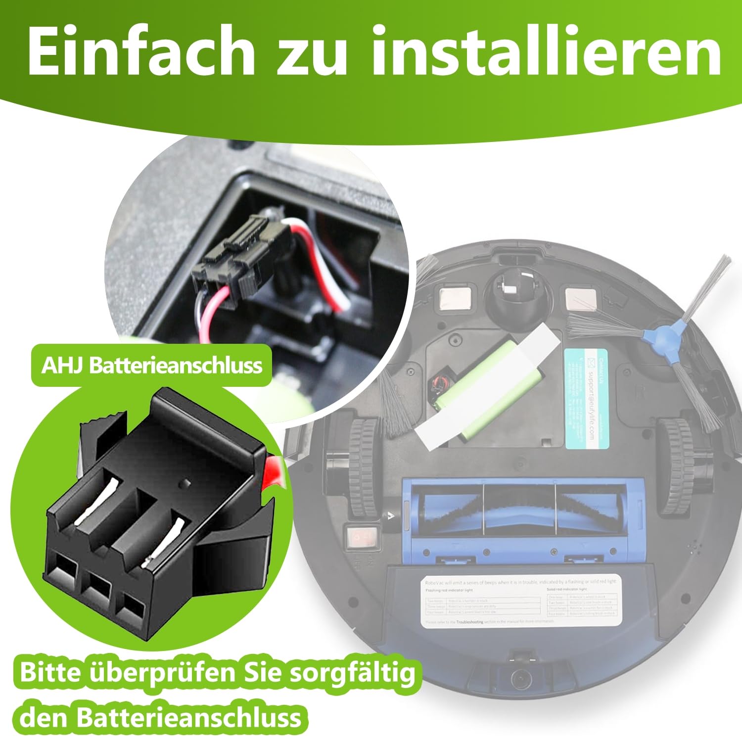 AHJ 14.4V 2600mAh Ersatzakku für Eufy RoboVac G10 G20 G30 G35 G40 Hybrid, für Eufy 11 11S 11S MAX 15C 15C MAX 25C 25C Max 30 30C 30 Max 35C, für Ecovacs Deebot N79 N79S DN622, für Tesvor X500 Akku