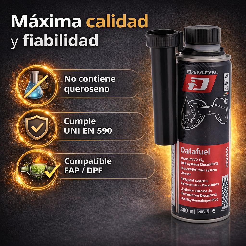 Limpia inyección DATAFUEL, aditivo Profesional para Circuito inyección, desbloquea, desincrusta y lubrica Bombas, inyectores, válvulas de admisión y Descarga y Toda la cámara de combustión, 300ml (2)