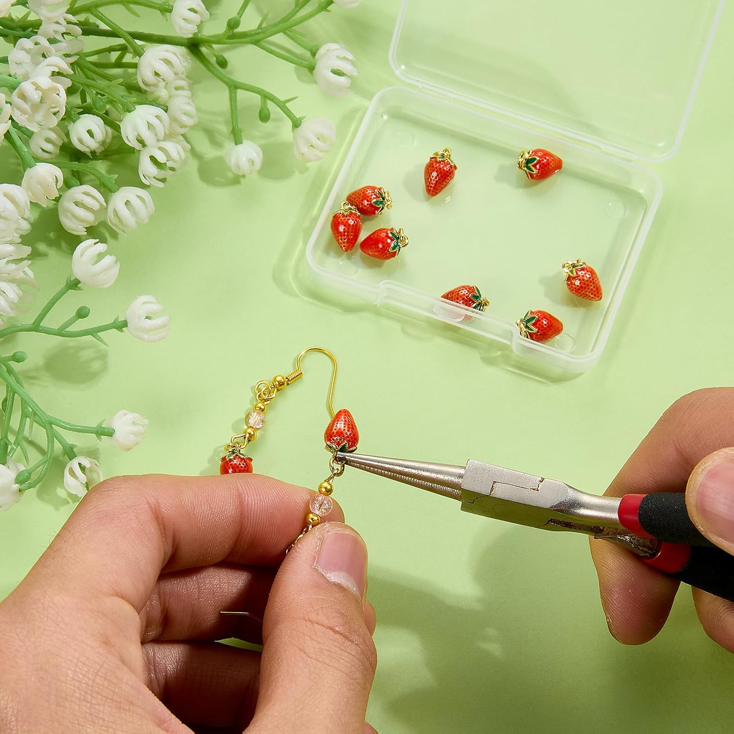 Cherry Strawberry Charms for Jewelry Making Bulk Red Cute Enamel Charms Pendants for Earrings Necklaces Bracelets DIY Supplies - Image 5