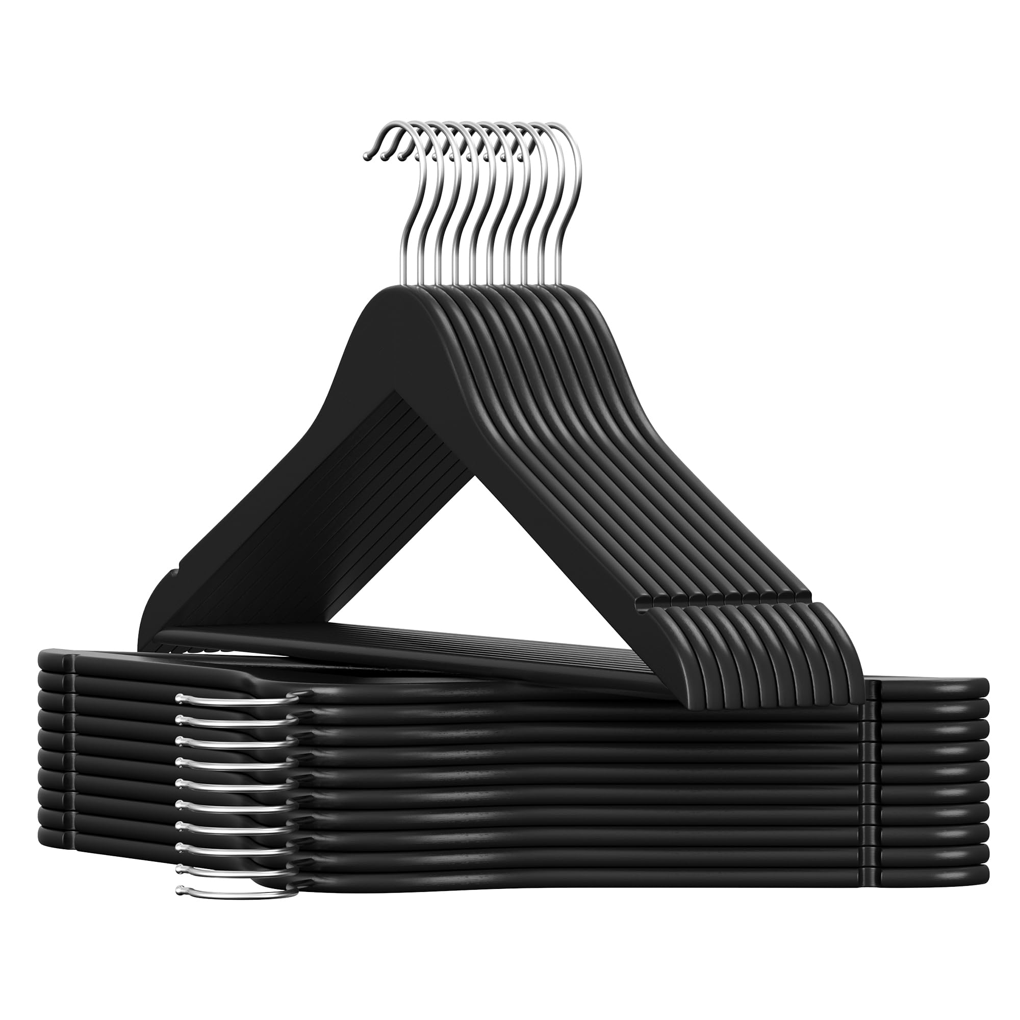 Songmics Ink Black Wooden Hangers, Pack Of 20, Coat Hangers