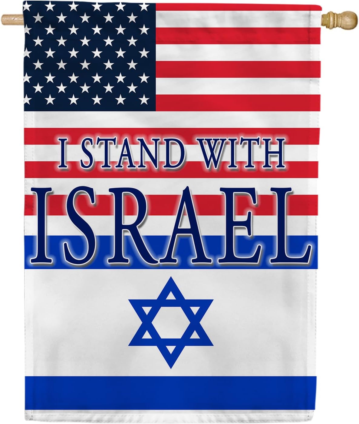 I Stand with Israel House Flag American 28 x 40 inch Double Sided Support Pray for America Friendship Bandera de Israeli Jewish Decorative Outdoor Large Yard Flag