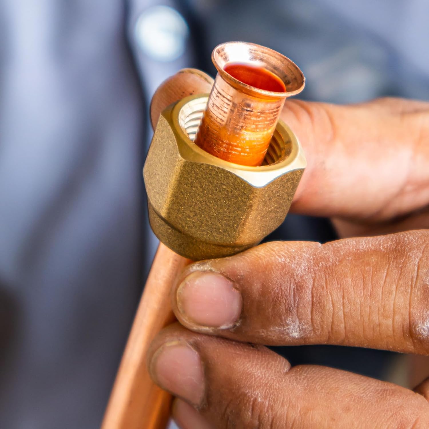 1/8" (3mm) ID Copper Tube Flare Fitting with Nuts, 2 Pcs Straight Copper Coupling Welding Joint Pipe Fitting for Refrigeration Tubing (Length 29mm)