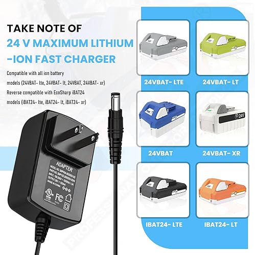 Miniatura 6 de Cargador rápido 24VCHRG-QC iON+ para Snow Joe y Sun Joe de 24 V iBAT24 y 24VBAT Series Baterías compatibles con todos los modelos de batería iON