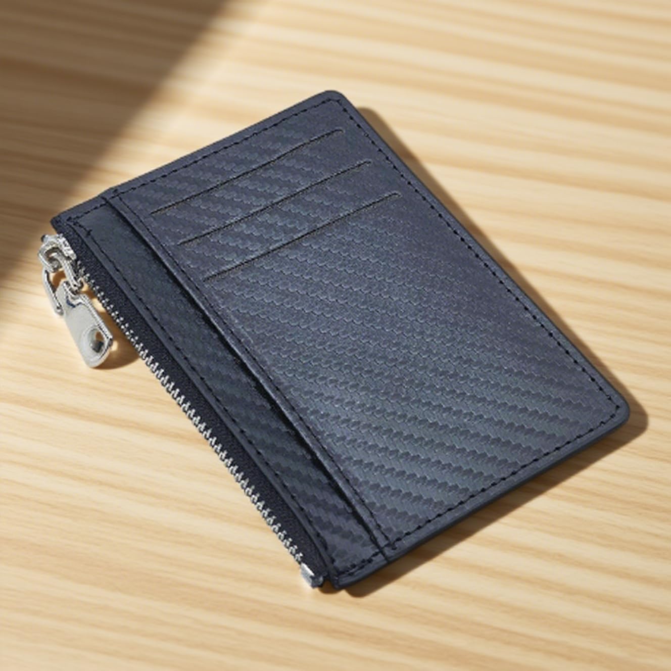 Wallet for Men – Fashion Plaid Design PU Leather Zippered Travel Wallets Card Bag, Mens Pocket with Spacious Card Slots