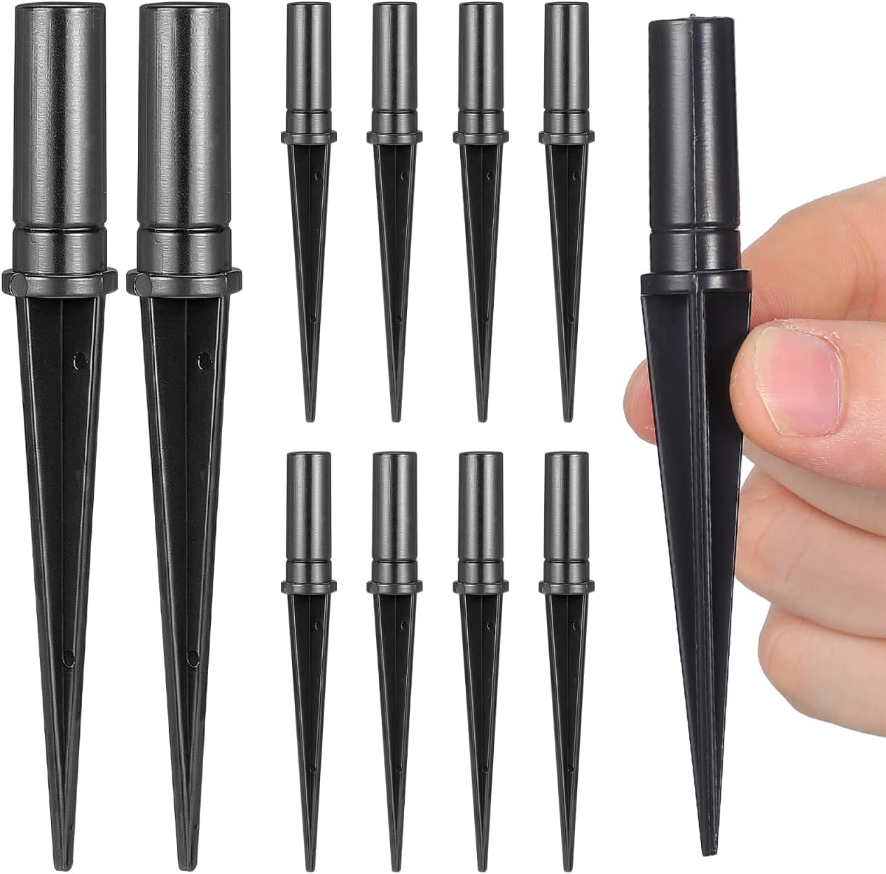 Uonlytech Solar Light Stakes Replacement 10 Pack Plastic Ground Stakes for Outdoor Garden Lamp Stake Accessory Easy Install Spikes for Yard Pathway Lights 4.33 in
