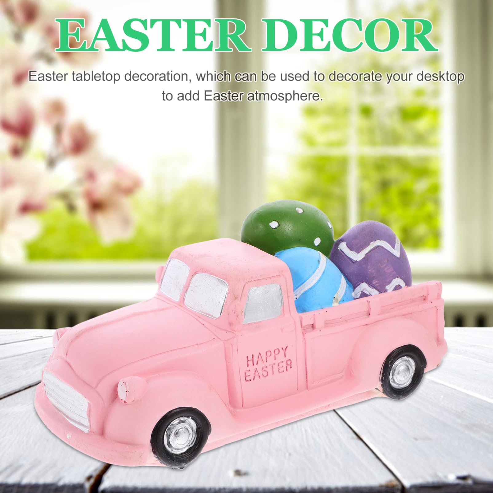 PRETYZOOM Decorazione Di Pasqua Con Camion e Uova Statua Per Tavolo Decorazione Primaverile Per Casa e Feste Perfetta Per Vassoi Piani e Mensole