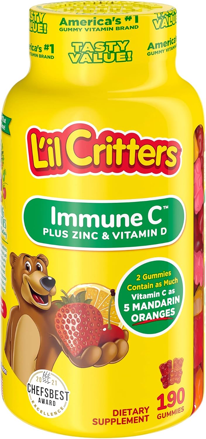 L'il Critters Kids Immune C Gummy Supplement with Vitamin C, Zinc and Vitamin D3 for Immune Support