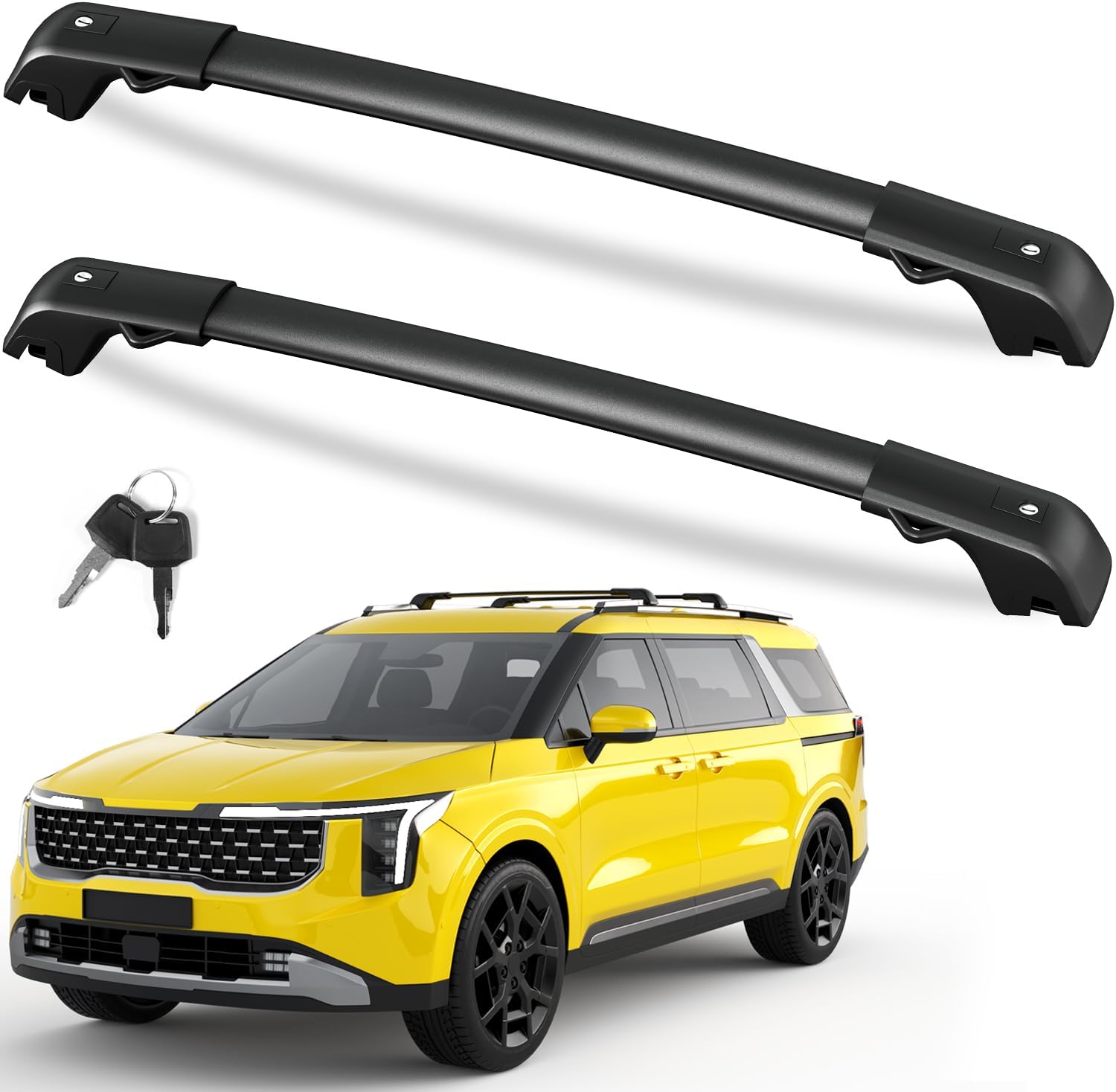 Lockable Roof Rack Cross Bars 220lb Compatible with 2022-2025 KIA Carnival & Carnival Hybrid, Heavy Duty Aluminum Roof Rails Crossbars Cargo Bars Canoe Rooftop Black Carrier Luggage. Compatible with KIA Carnival 2022-2025