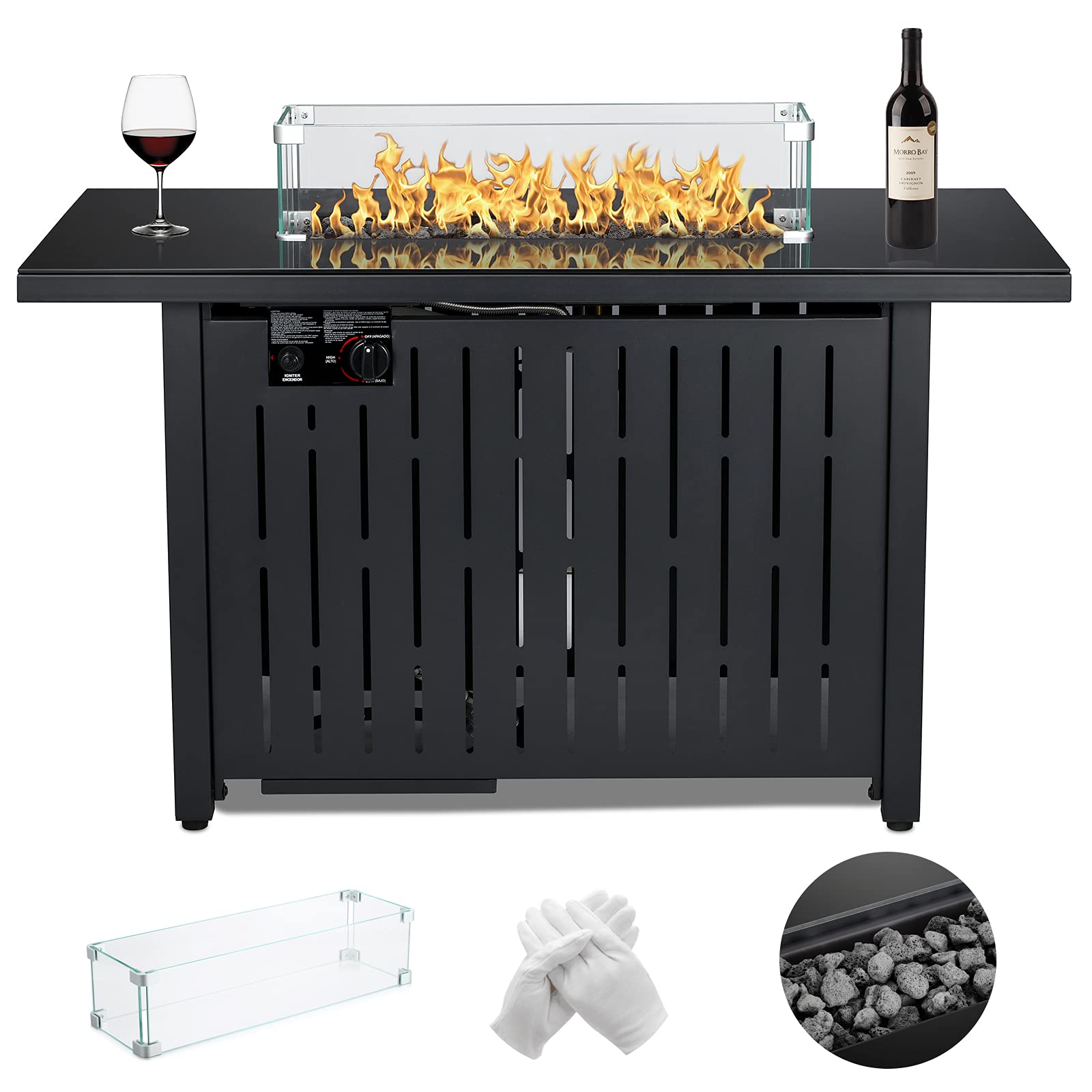 Buy 43 in Propane Fire Pit Table, 50,000 BTU AutoIgnition Fire Pit