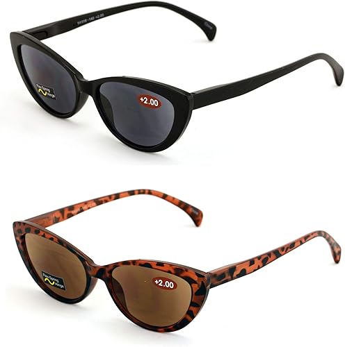 Miniatura 2 de 2 pares de lentes de sol de lectura de tortuga negra para mujer, diseño de ojo de gato al aire libre