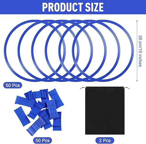 Miniatura 2 de Shappy 50 anillos de agilidad con bolsas de almacenamiento, anillos de entrenamiento de agilidad de 15 pulgadas, anillos de ejercicio de plástico,