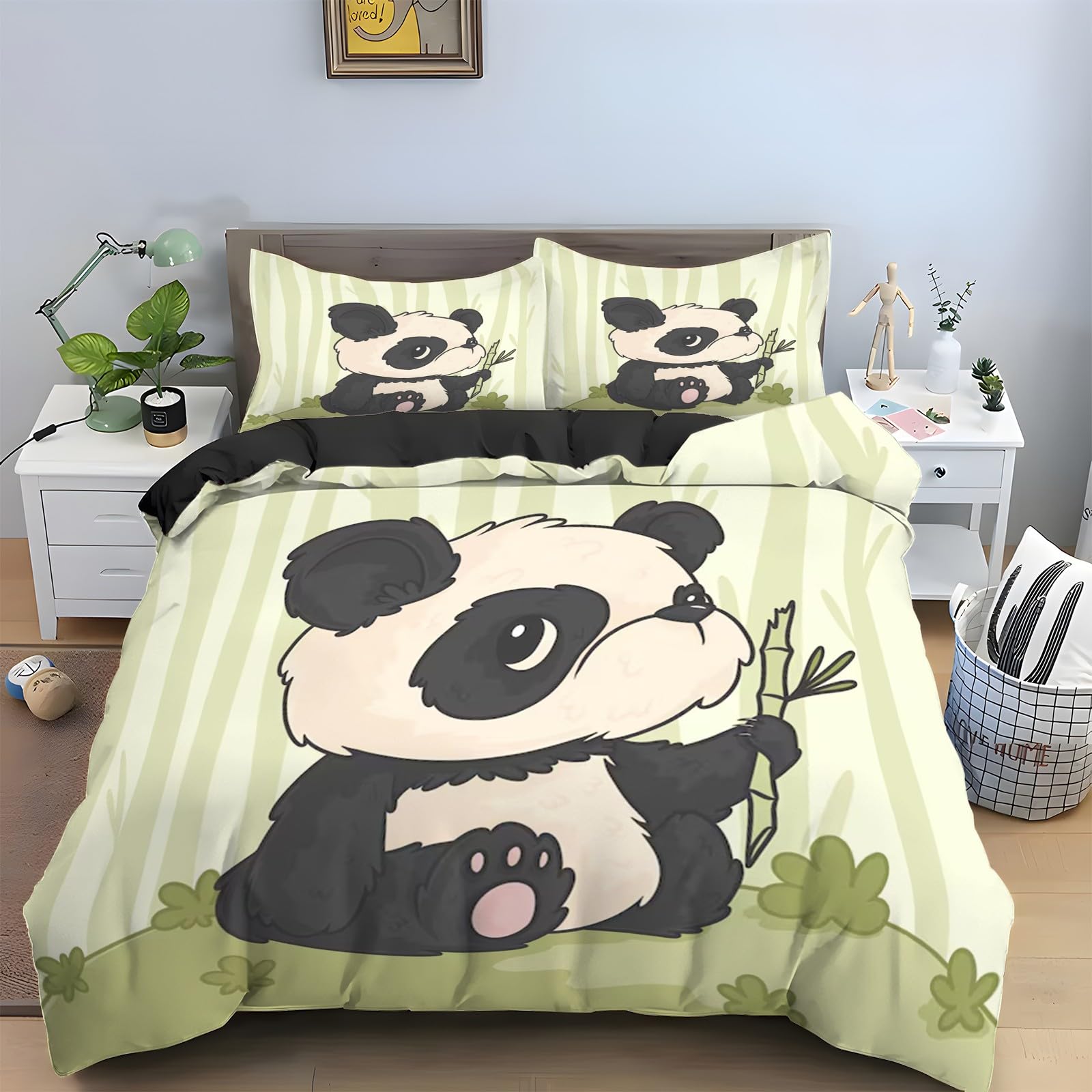 Linge de Lit 2 Personnes Panda avec Housse de Couette 240x260
