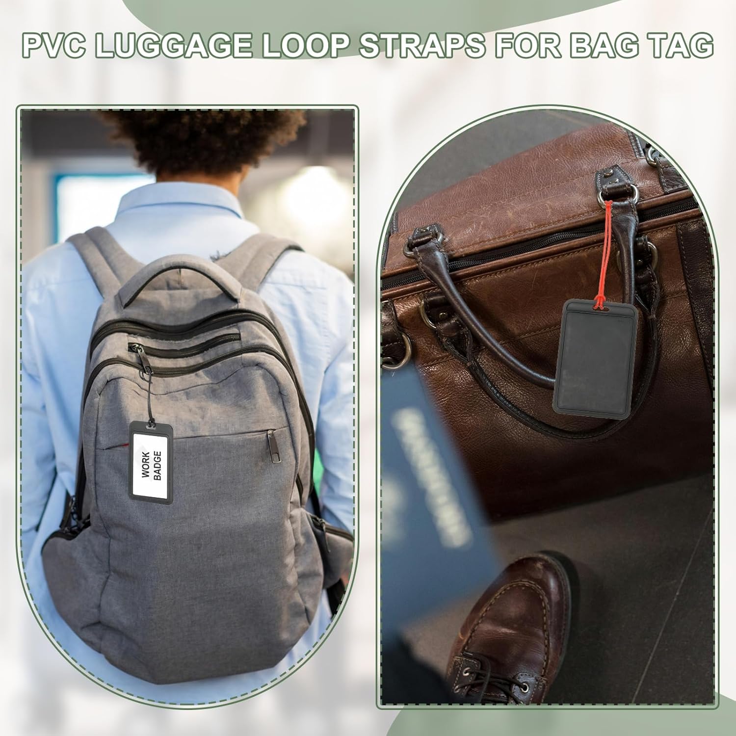 荷物タグループ、PVC荷物ストラップワームループ-(バッグタグ-スーツケースラベル-IDカード)6インチ&amp;120パック&am