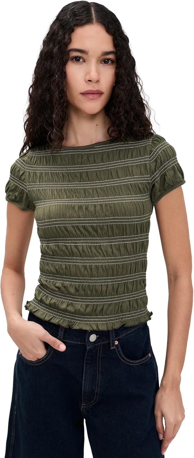 Madewell Women's Smocked Short Sleeve Top