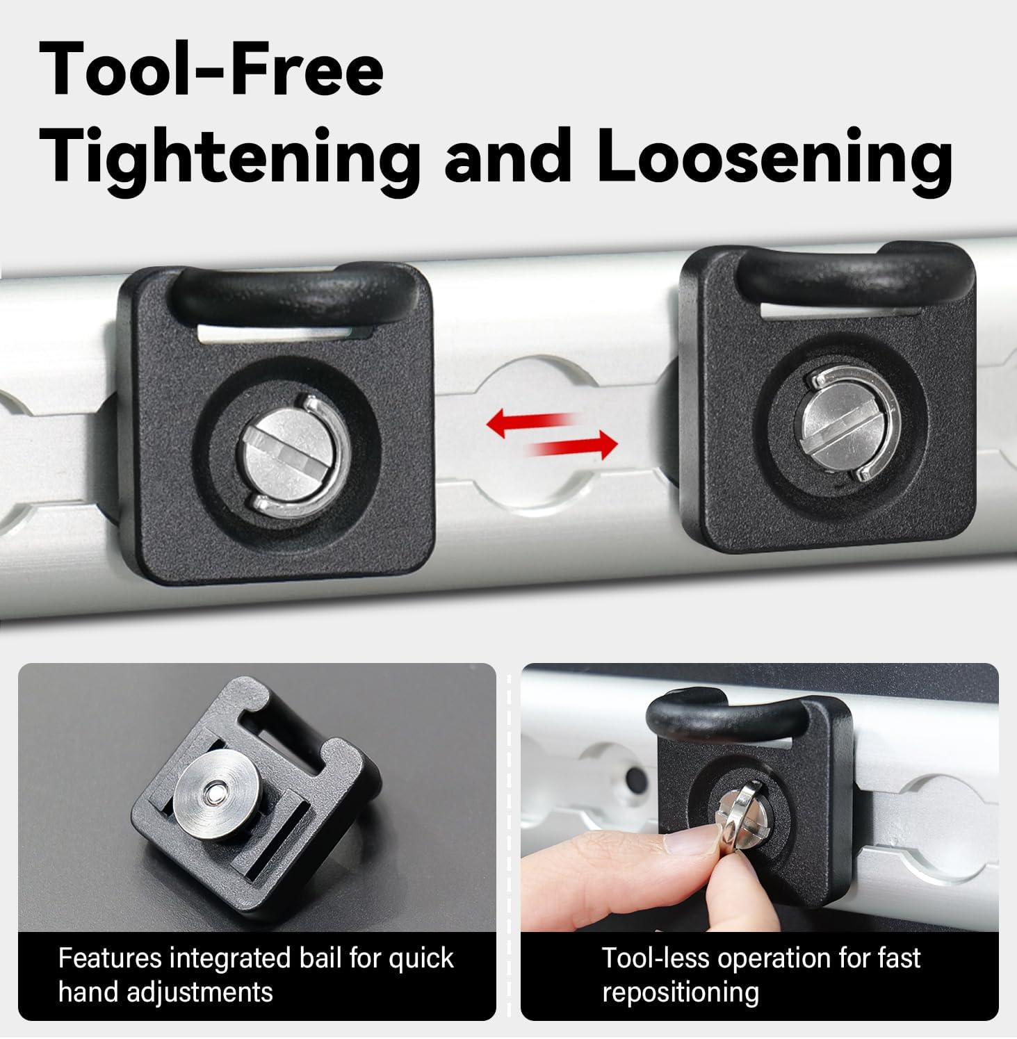 L Track Hooks 4pcs All-Metal Heavy Duty Tool-Free Tighten Easy Use Compatible with Tesla Cybertruck Accessories Anti-Rust Protection Durable L Track Tie Down L-Track Accessories for Truck Bed