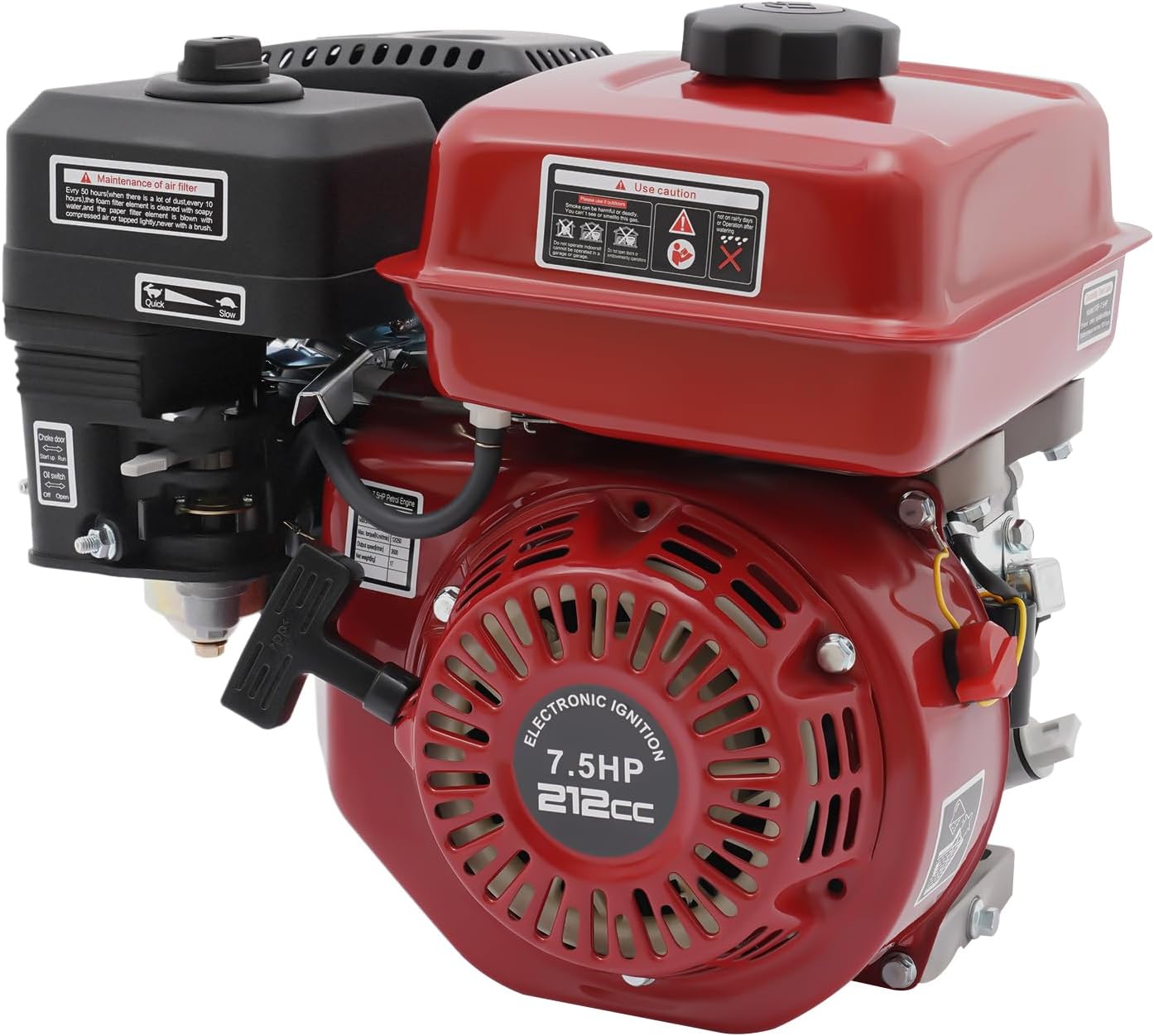 Gas Engine Motor 7.5HP 212CC 4-Stroke, 3000W Gas Powered Engine with Air Cooling & Air Filter Pull Start Gasoline Powered Multi-Use Engine for Lawnmowers, Water Pumps, Vibrators