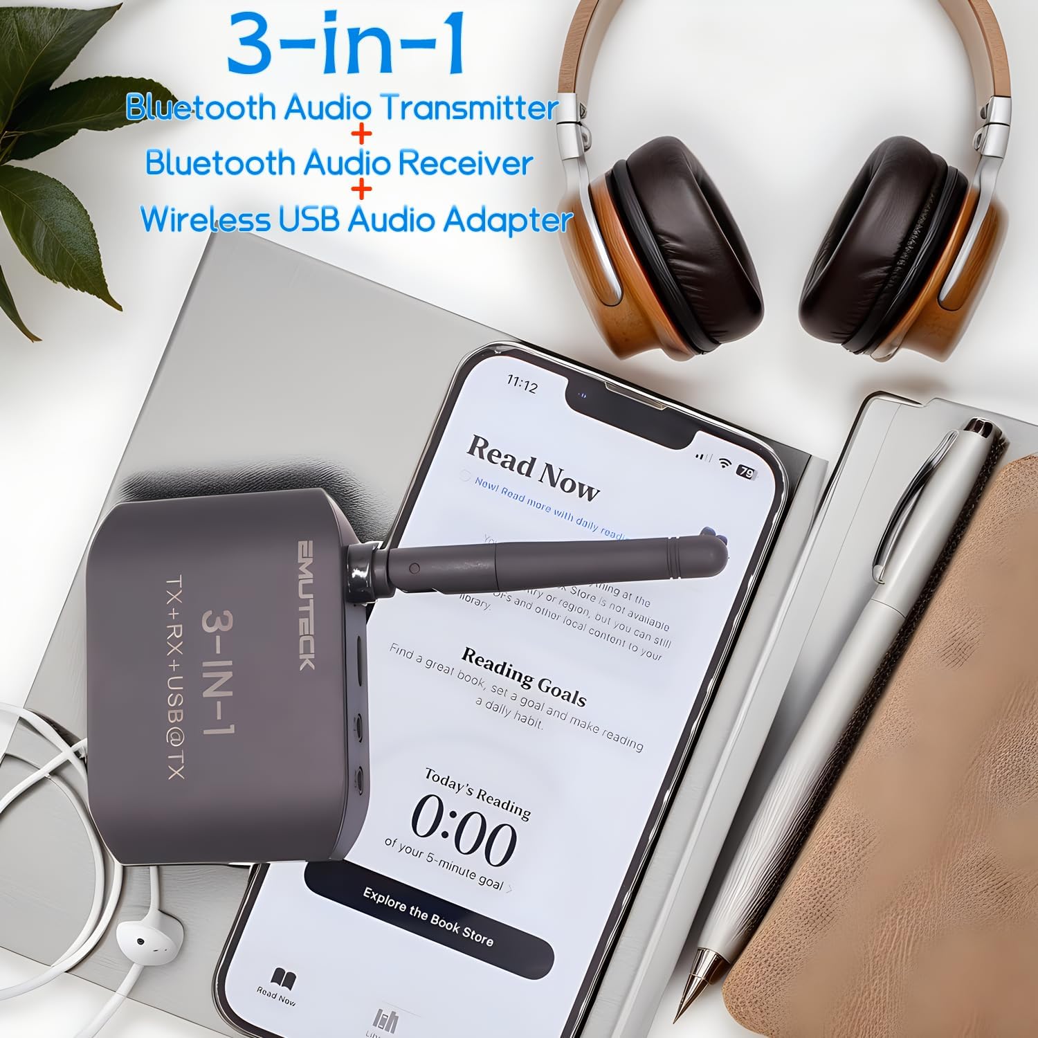 Bluetooth 5.3 Transmitter Receiver for TV to 2 Wireless Headphones