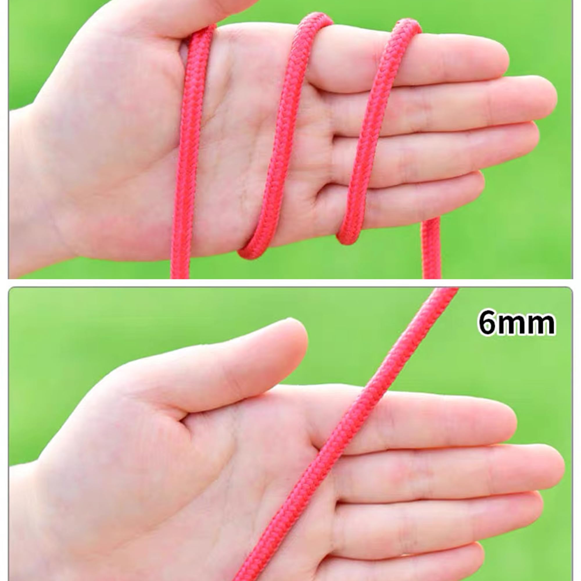 Cuerda de nailon trenzado de 1/4 pulgadas: cuerda de nailon trenzado de 100 pies, cuerdas de polietileno de 6 mm trenzadas para atar multiusos, tendedero, jardinería, proyectos de manualidades (verde