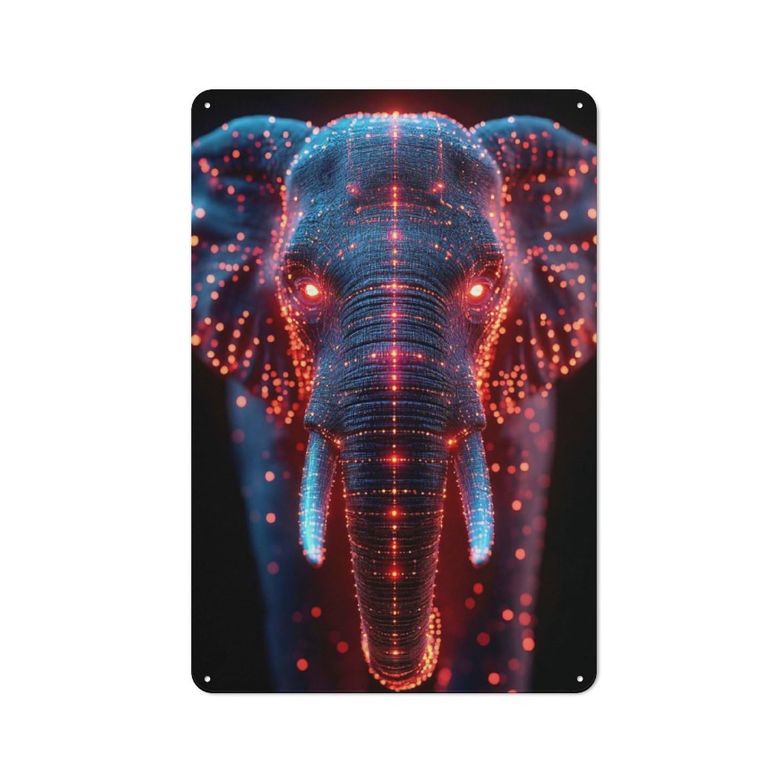 Junmoney Style-23 Bistro Style Bistro Metal Sign 30X20cm Featuring Cyberpunk Elephant With Glowing Lights, Shop Wall Decor For Takeaway, Bar, Kitchen Or Counter Area