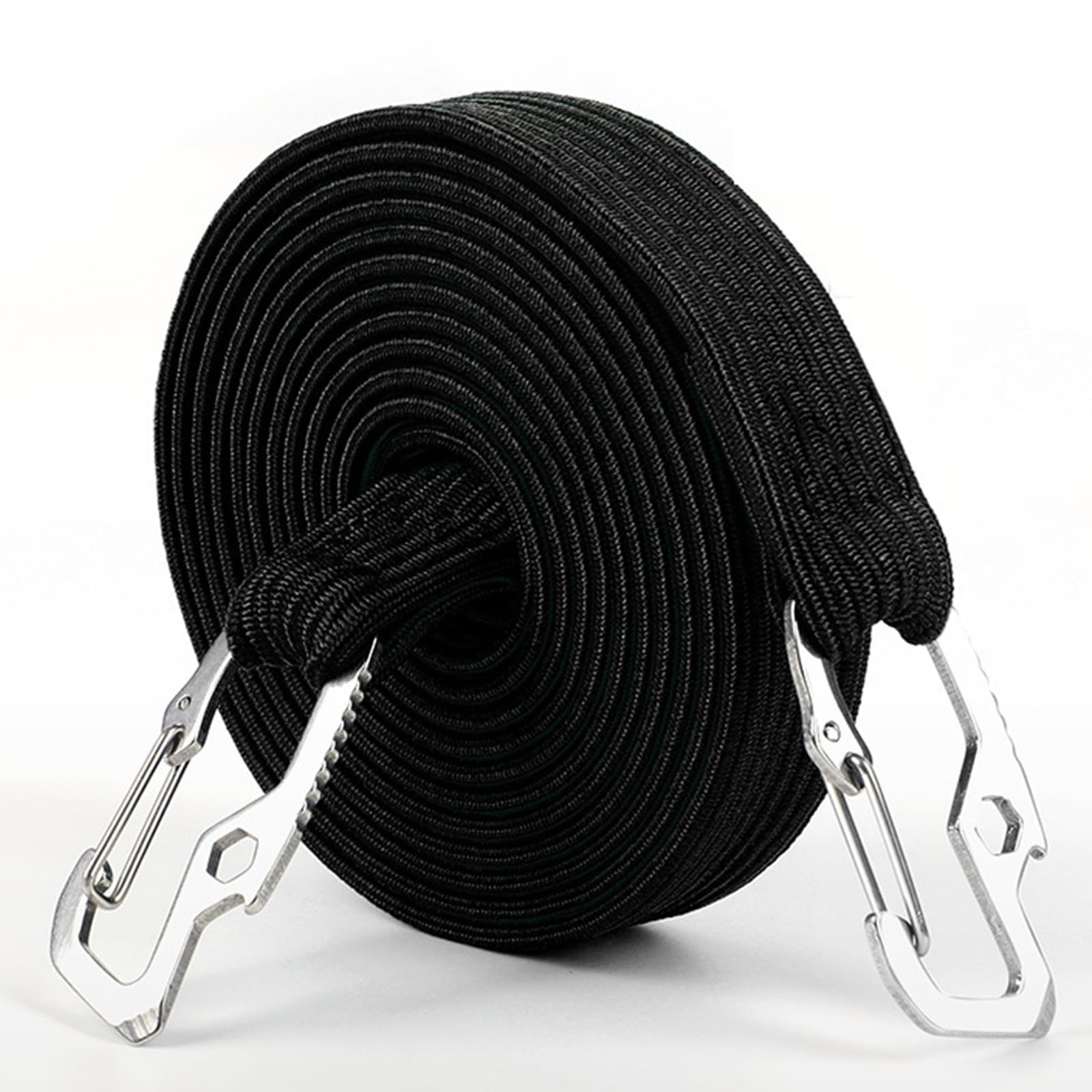 Long Bungee Cords with Hooks, Highly Stretchy Clips Bike Motorbike Luggage Cord Rope, Great for Hand Carts, Camping, Cargo, (3 Meters Black)