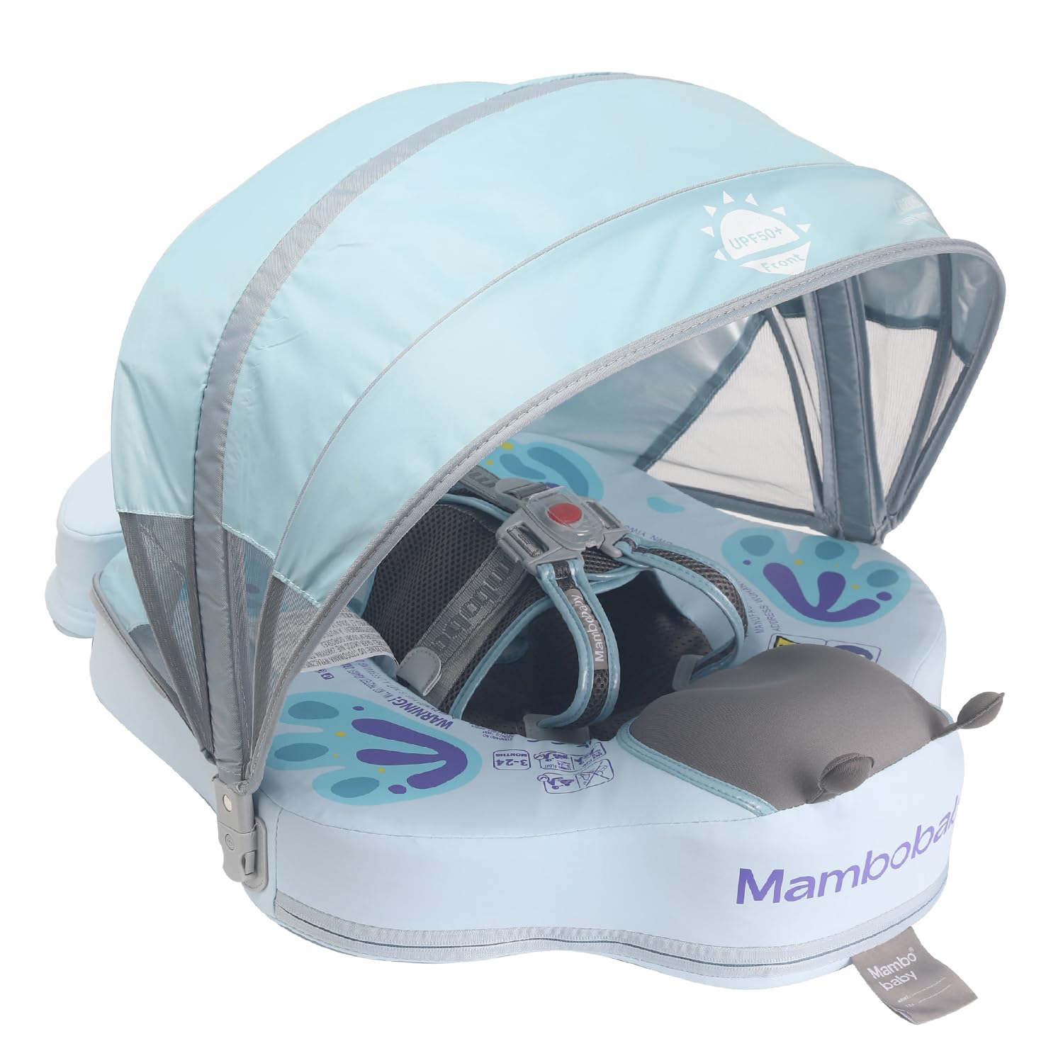 HECCEI Flotador Bebe NO.7 Mambobaby Non Inflable Flotador Piscina con Toldo Cola, Baby Float Ring para Bebe Swim Pool Playa Tina de 3-24 y 3-48 Meses