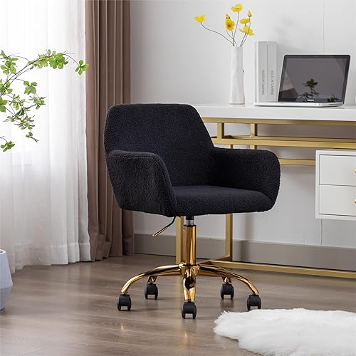Yoluckea Moderna silla de oficina en casa de terciopelo silla de oficina giratoria ajustable para sala de estar bonita silla de escritorio para