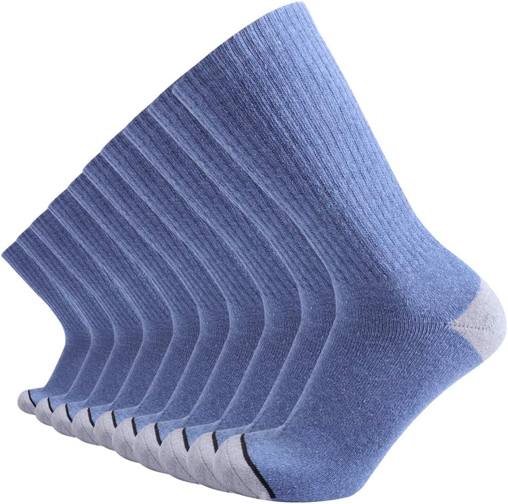 Enerwear Men's Cotton Moisture Wicking Heavy Cushion Crew Socks (6 Pack)