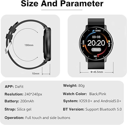 Miniatura 8 de DOVIICO Reloj inteligente para hombres y mujeres con GPS, relojes inteligentes de fitness de 1.28 pulgadas con monitor de frecuencia cardíaca,