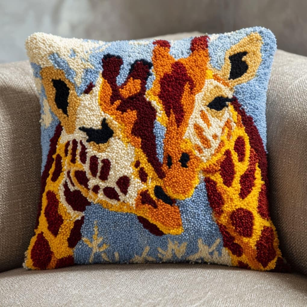 WallustrioaW Latch Hook Kit Cushion,Animal Giraffe