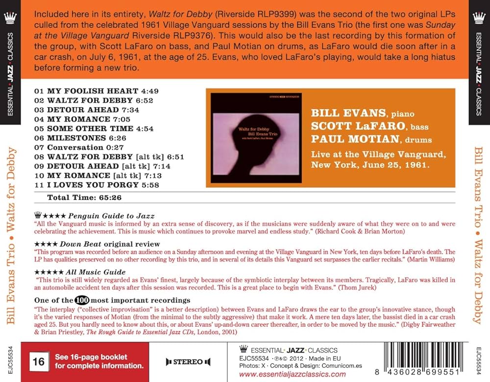 邦楽 waltz for debby Bill Evans Trio With Scott LaFaro, Paul Motian – Waltz For