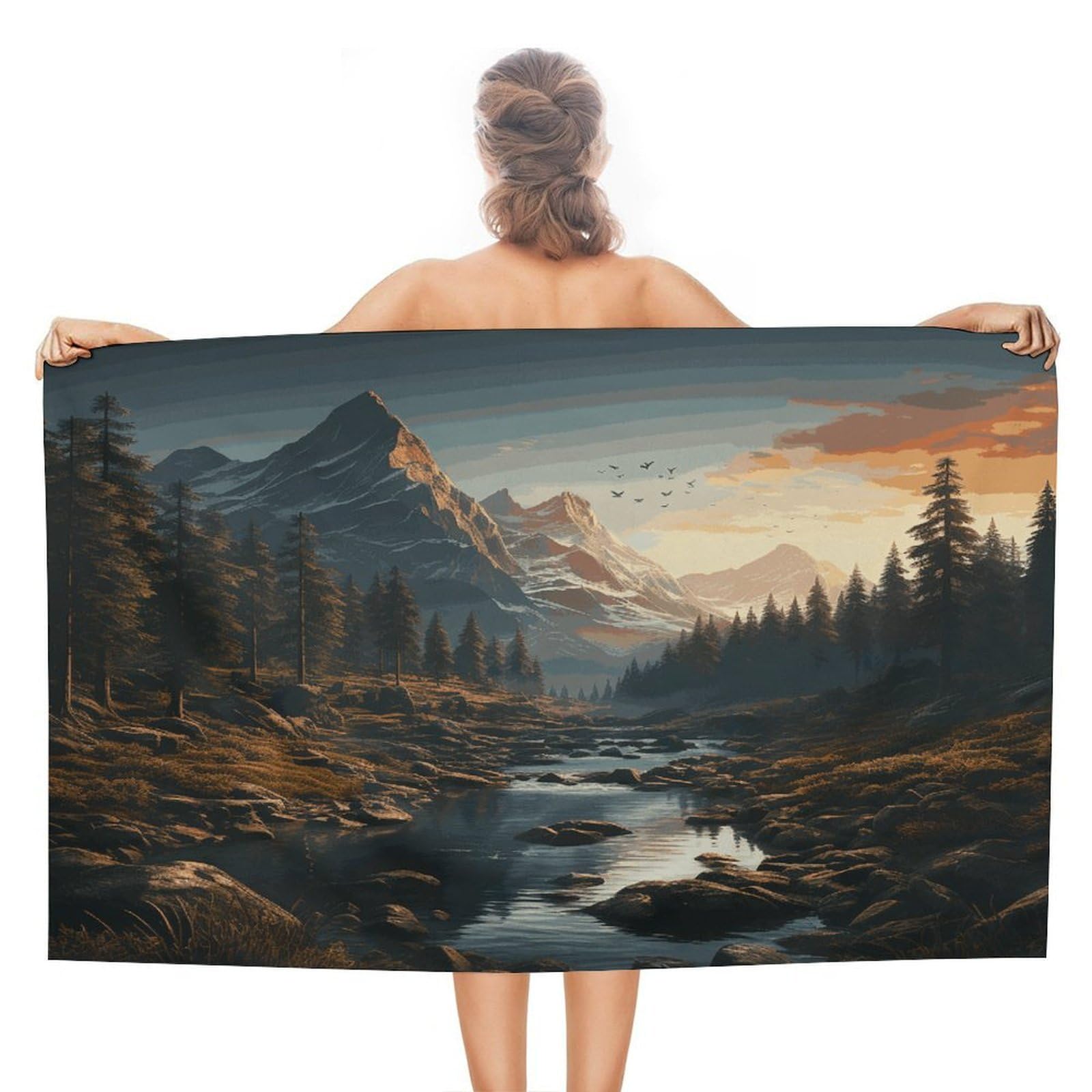VstaDank Wilderness Bath Towel Stylish Double-Faced Pile Travel Towel Soft Absorbent Beach Towel for Pool Swim Sports Camping Adults Gift 51X31 Inch