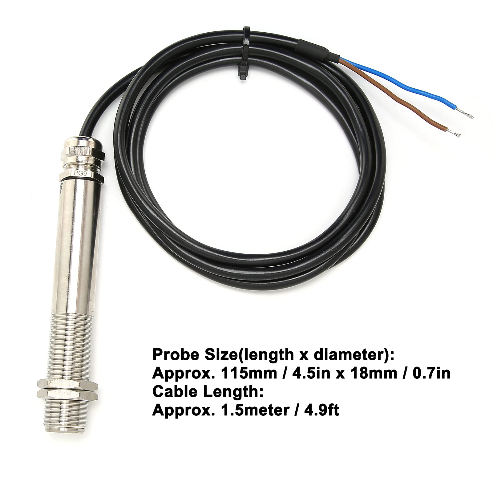 Sonde de Capteur de Température Fixe, Thermomètre Infrarouge, Câble de 1.5m, Sortie 24VDC 4-20mA pour L'entretien de la de L'acier (-20℃-100℃)