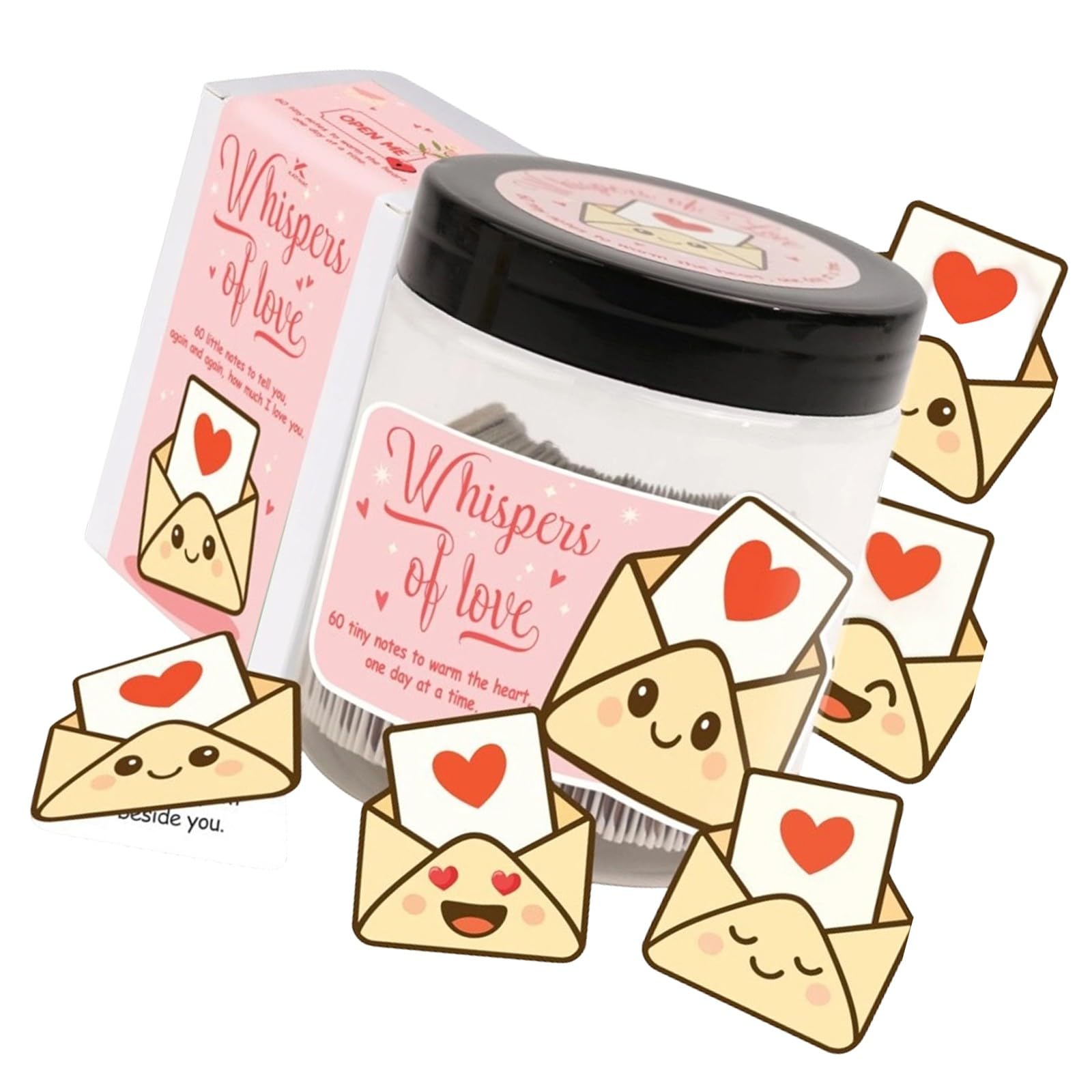 Meiliyizu 60 Delicate Handheld Greeting Cards White Cardstock Messages Card with Jar Special Day and Anniversaries Affirmation Cards