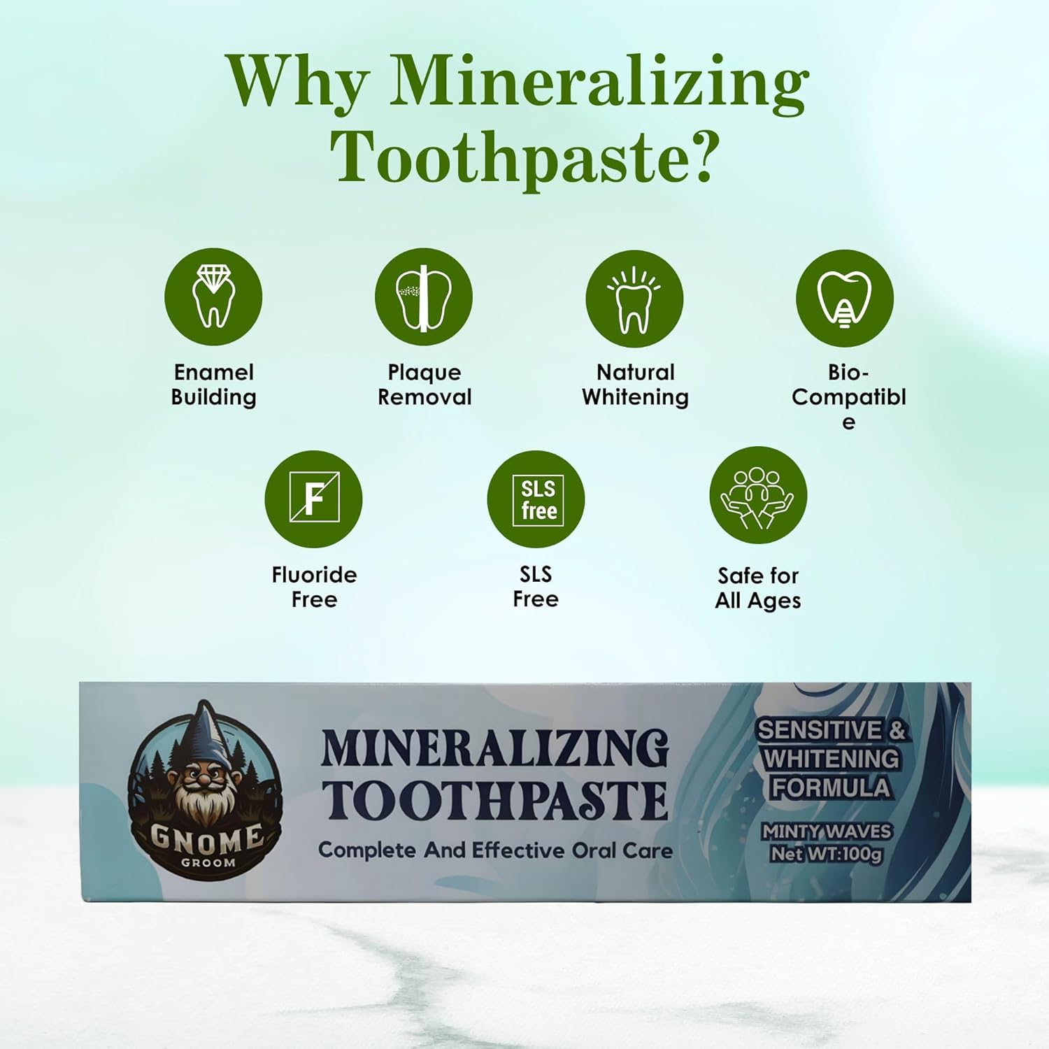 Mineralizing Toothpaste, Sensitive & Whitening Formula, SLS-Free, Fluoride-Free, 10% Hydroxyapatite, Sea Salt, Xylitol, All Ages (2)
