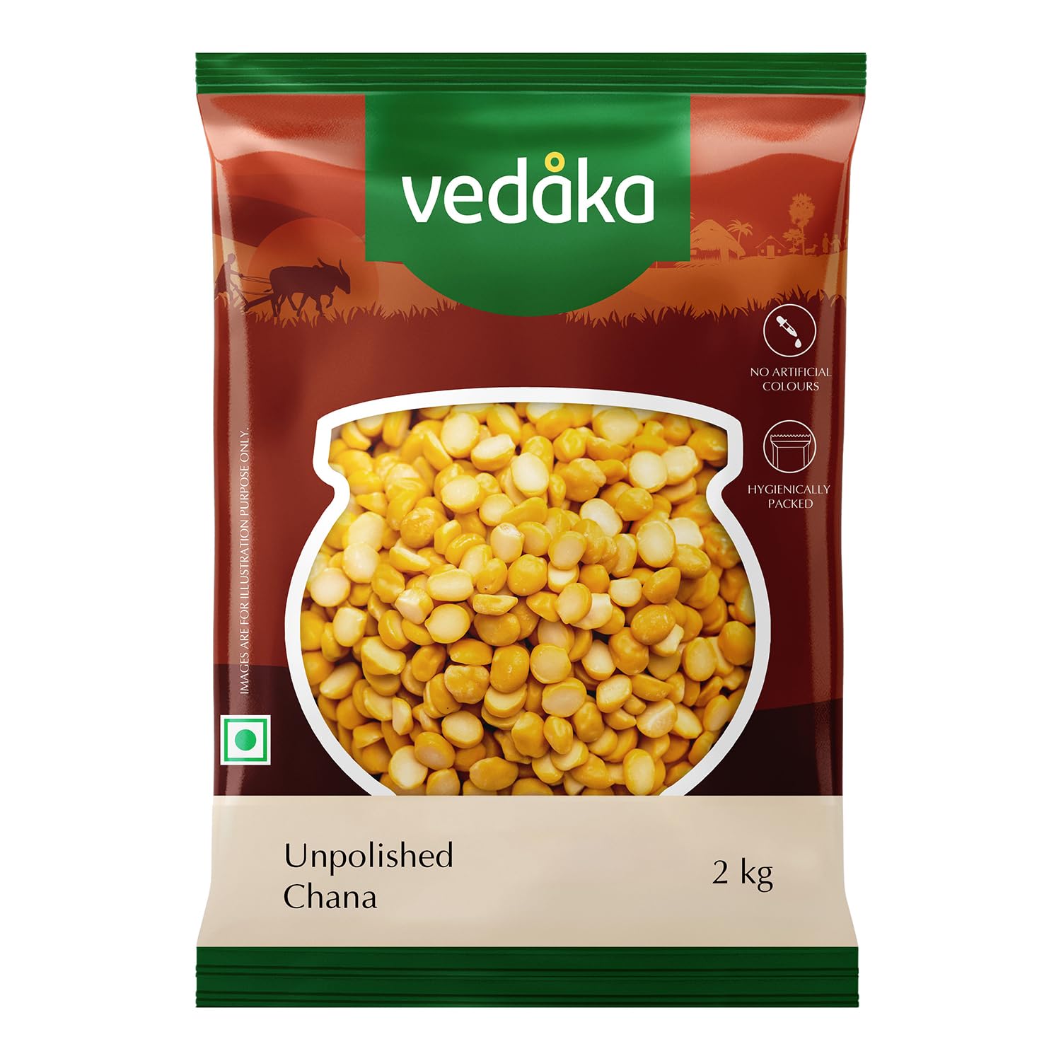 Amazon Brand – Vedaka Unpolished Chana Dal | 2 Kg | Popular Chana Dal | Naturally Rich in Protein | Naturally Cholesterol-Free