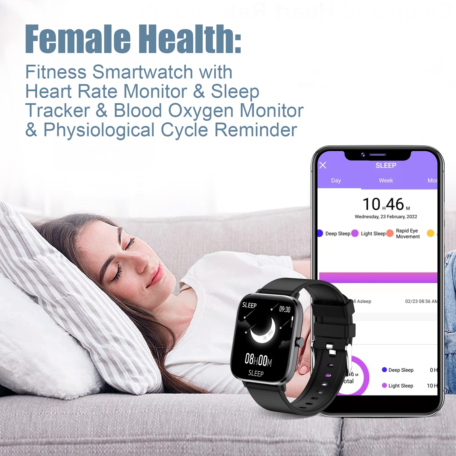 Choiknbo Smart Watch 1.7" Full Touch Screen con Risposta alle chiamate/quadrante IP67 Impermeabile Fitness Tracker Orologio intelligente Uomini Donne con Sonno/Cardiofrequenzimetro per Android/iOS