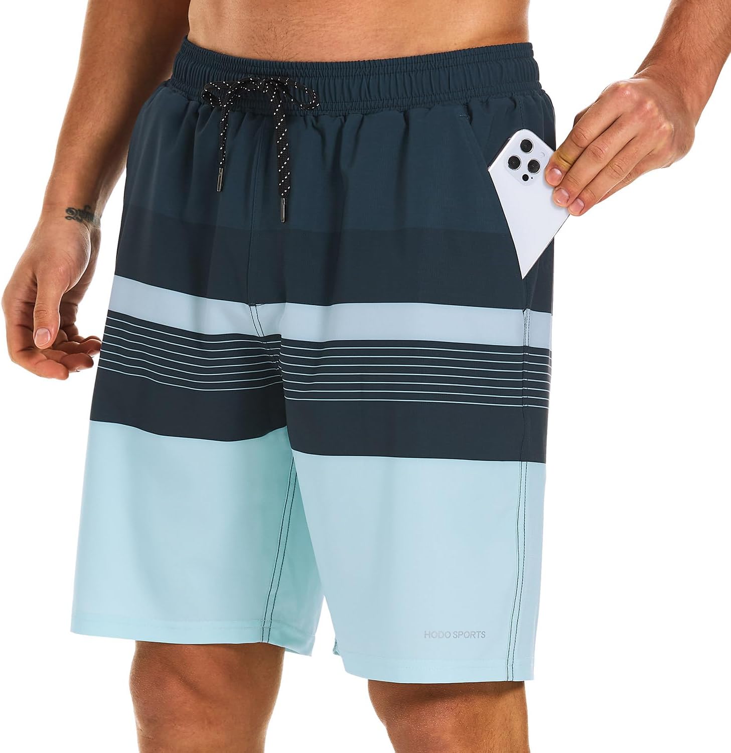 HODOSPORTS Mens Swimsuit Trunks 9" Quick Dry Swim Shorts with Compression Liner and Pockets - Image 2