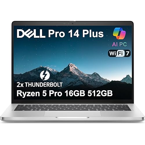 Dell Pro 14 Plus (Next Gen Latitude 5450) AI Business Laptop (14" FHD+, AMD Ryzen 5 Pro 230 (> Intel i7-1355U), 16GB 7500 MT/s RAM, 512GB SSD), Backlit, 1080p IR Webcam, Wi-Fi 7, Win 11 Pro, PB14255